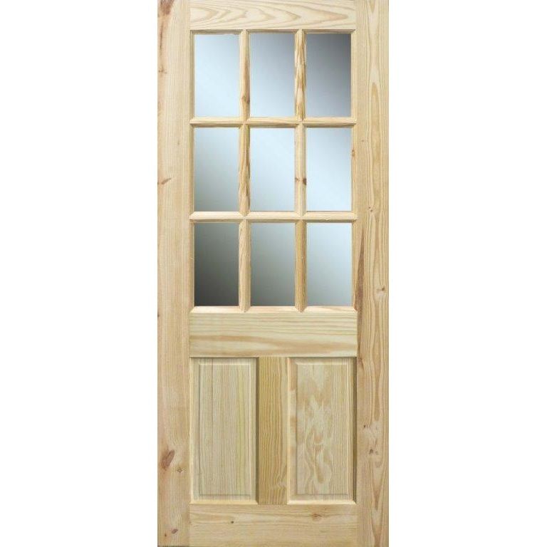 Square-Top Door Half French  Pine 32in x 80in