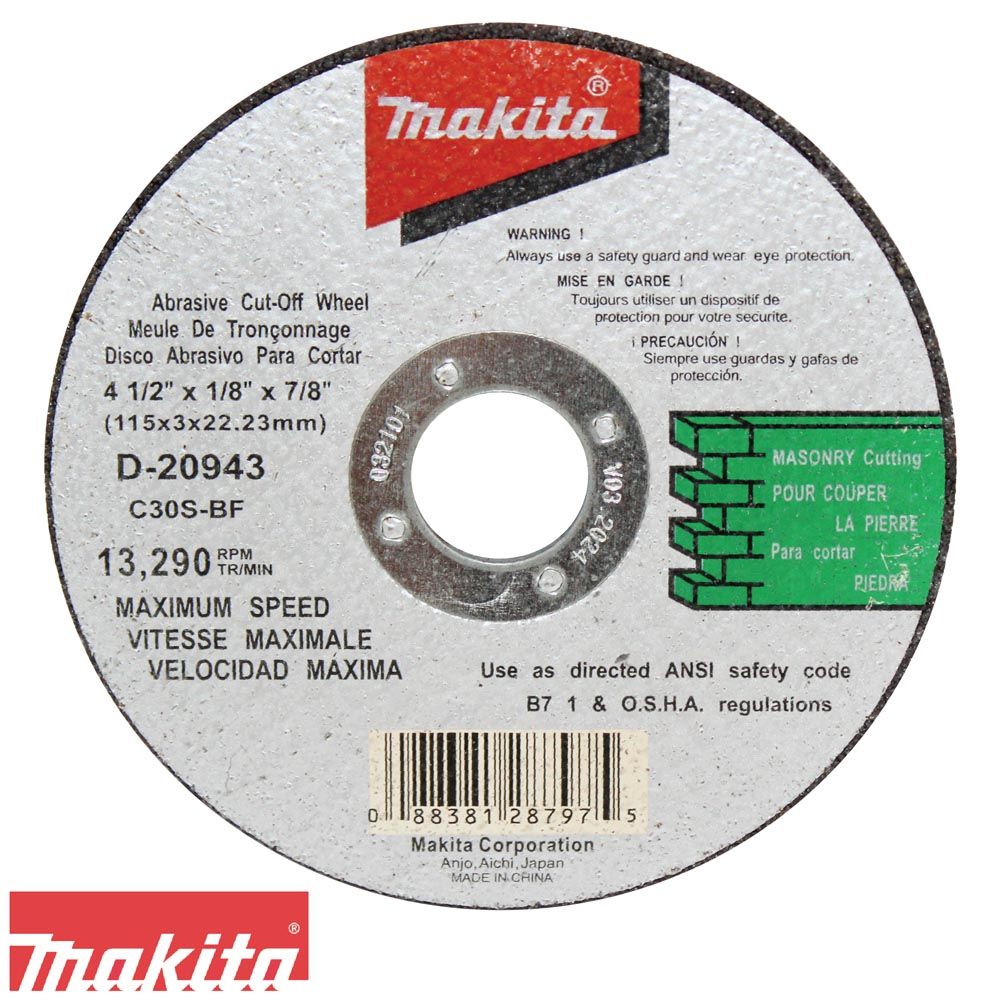 Abrasive Wheel For Cutting Stone Masonry and Concrete 4-1/2in