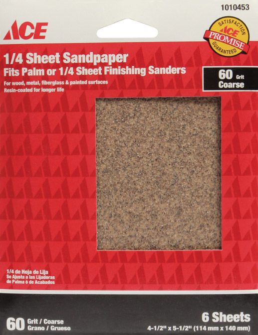 Ace Sandpaper 60 Grit Coarse 4-1/2in x 5-1/2in 6pk