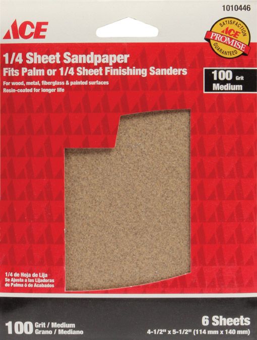 Ace Sandpaper 60 Grit Coarse 6pk 4-1/2in x 5-1/2
