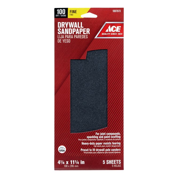 Ace 100 Grit Fine Drywall Sanding Sheet 5pk