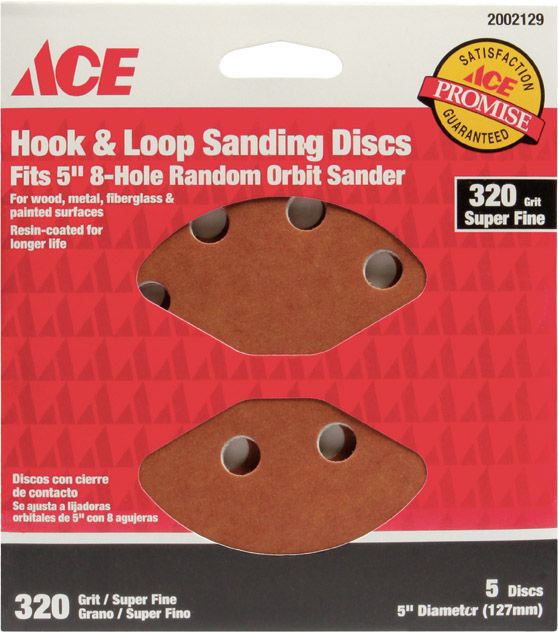 320 Grit Hook And Loop (Velcro) Vented Sanding Discs 5pk