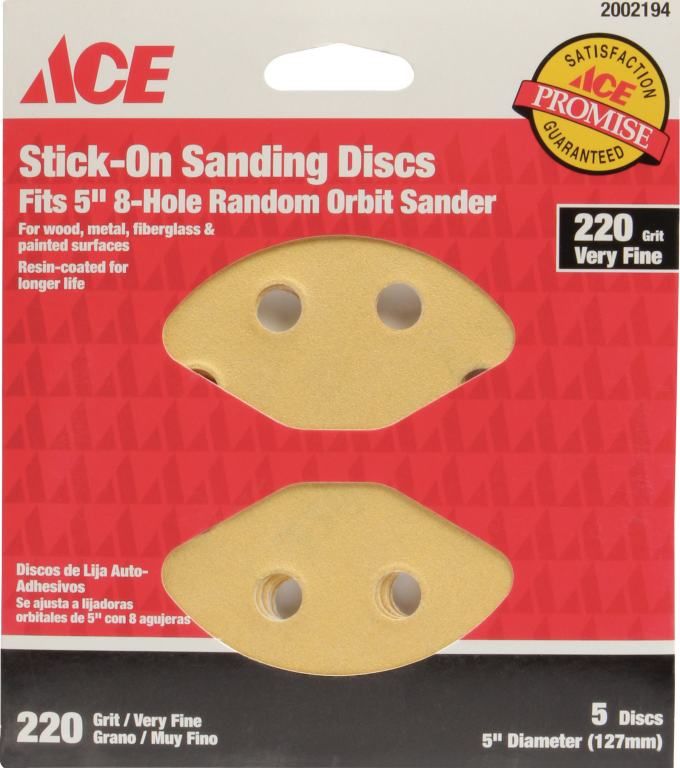 220 Grit Stick On Vented Sand Discs 5pk