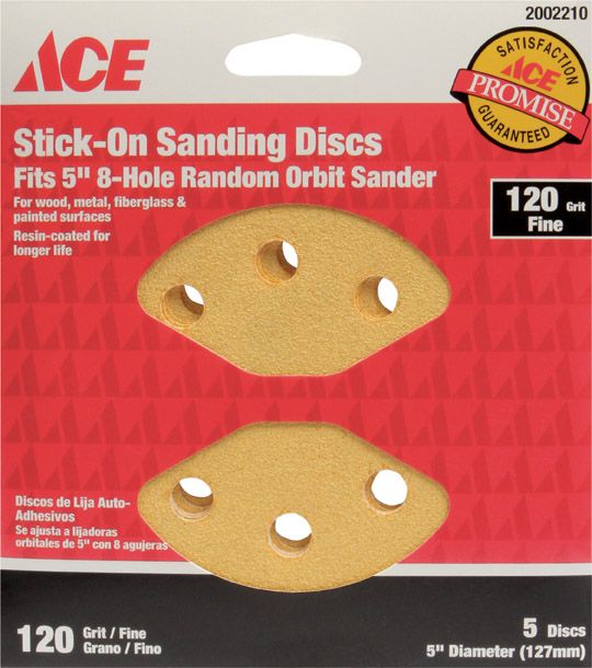 120 Grit Stick On Vented Sand Discs 5pk