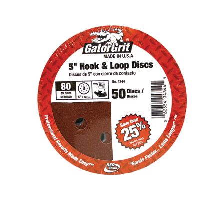 Gatorgrit 80 Grit Hook and Loop Discs 5in