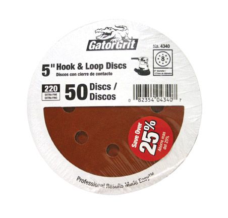 Gatorgrit 220 Grit Hook and Loop Discs 5in 50pk
