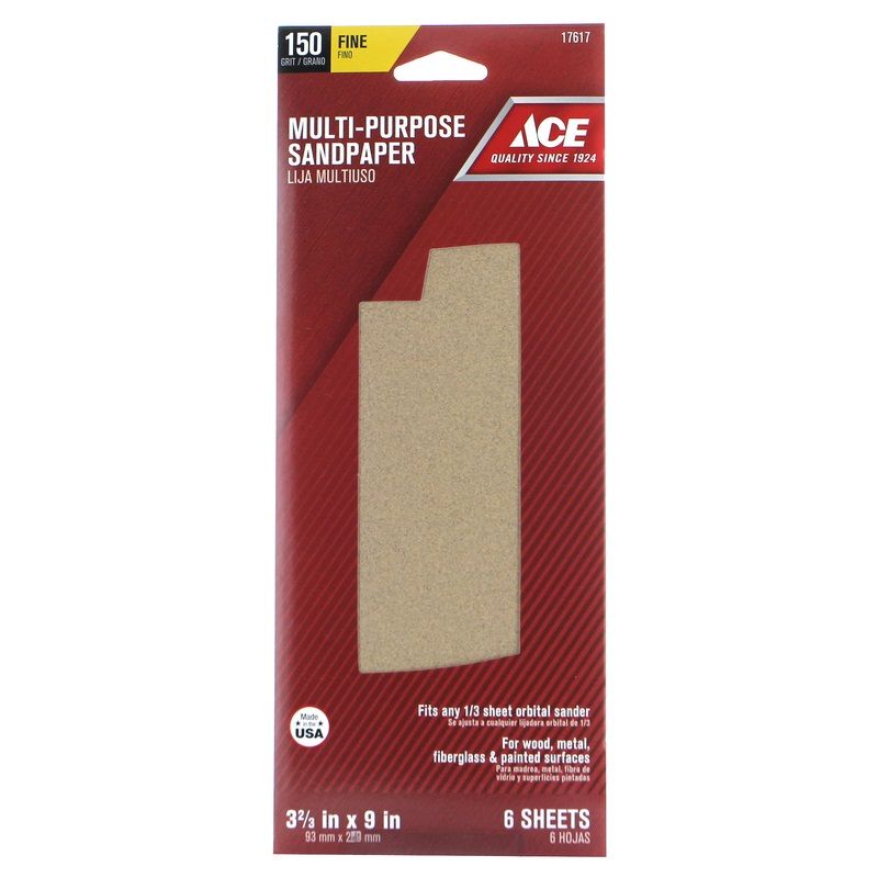 Ace 150 Grit Sandpaper 1/3 Sheet Fine