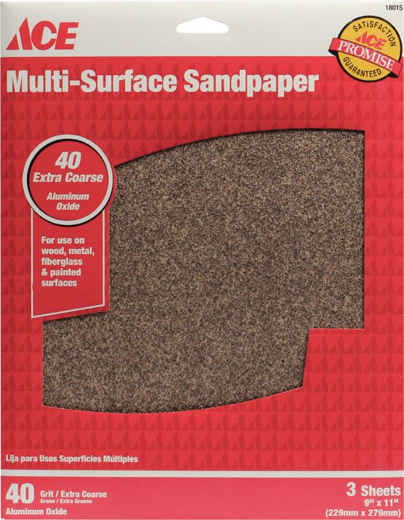 Sand Paper Aluminum Oxide Extra Coarse 3pk 40grit