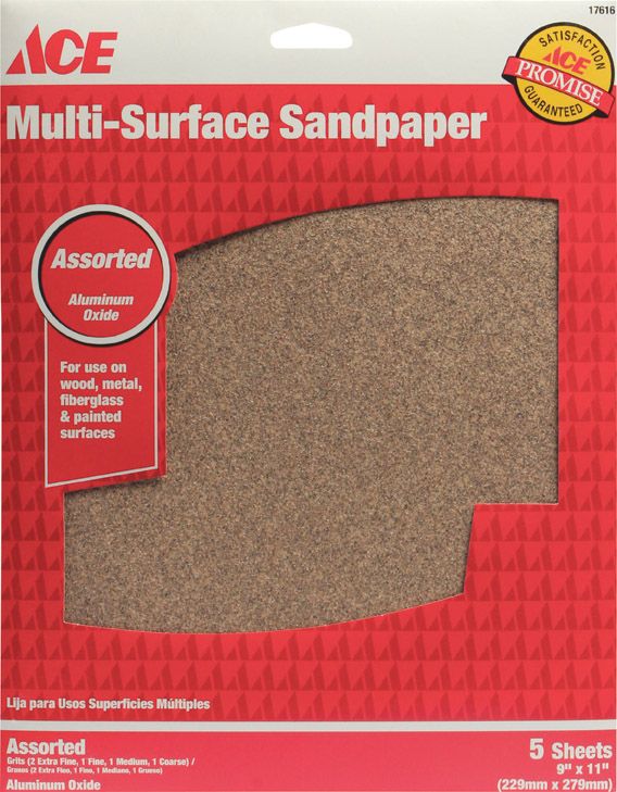 Sand Paper Aluminum Oxide Extra Coarse 5pk Assorted