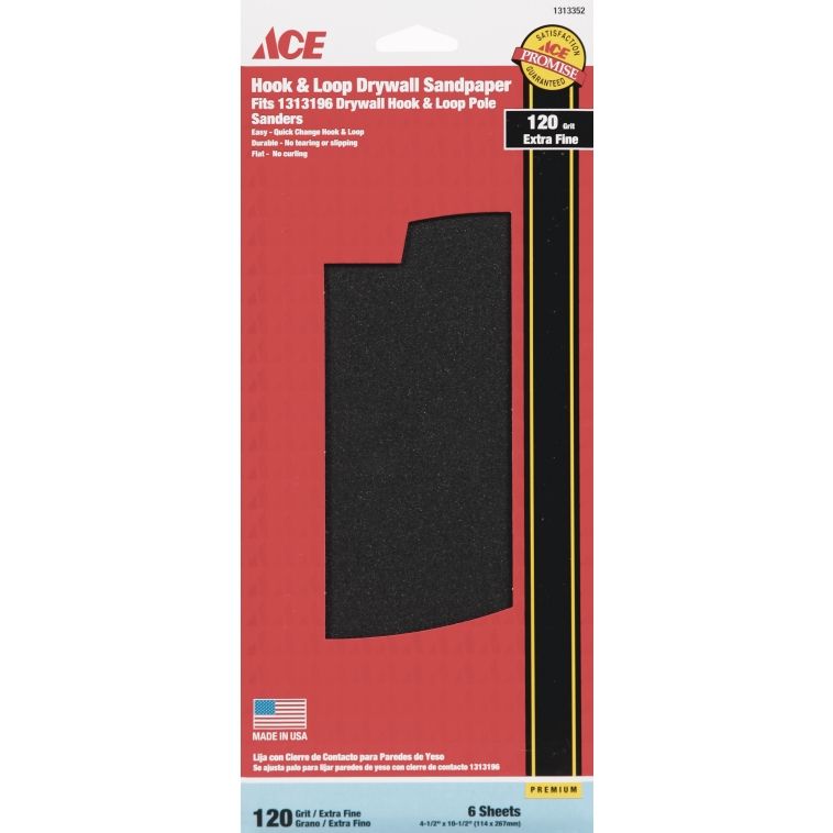 Ace Premium Hook and Loop Drywall Sandpaper HL120 6pk