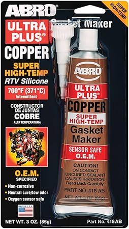 Abro Ultra Copper RTV Silicone Gasket Maker 3oz