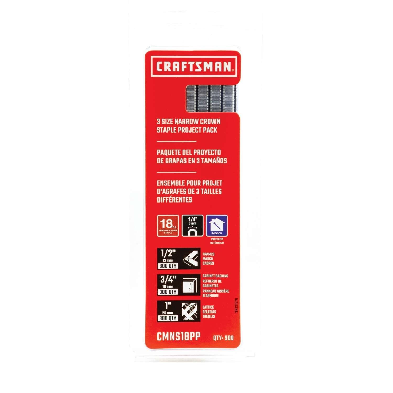 Craftsman Narrow Crown Staples 18g Assorted Sizes (2850402)