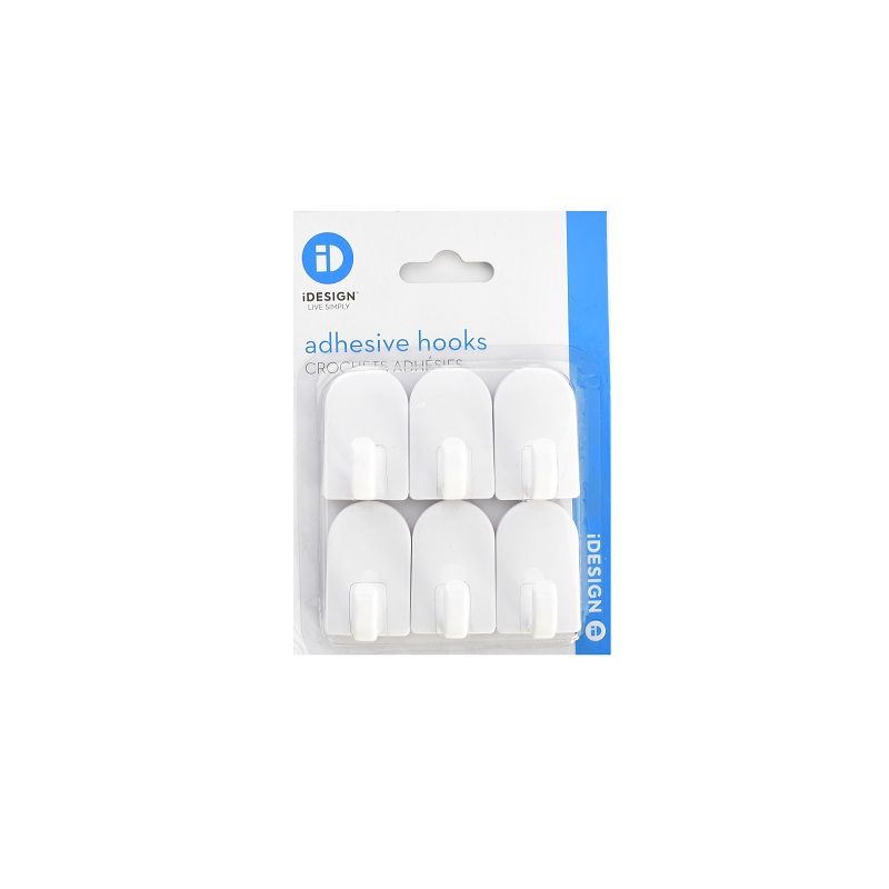 InterDesign Adhesive Hooks White 6pcs