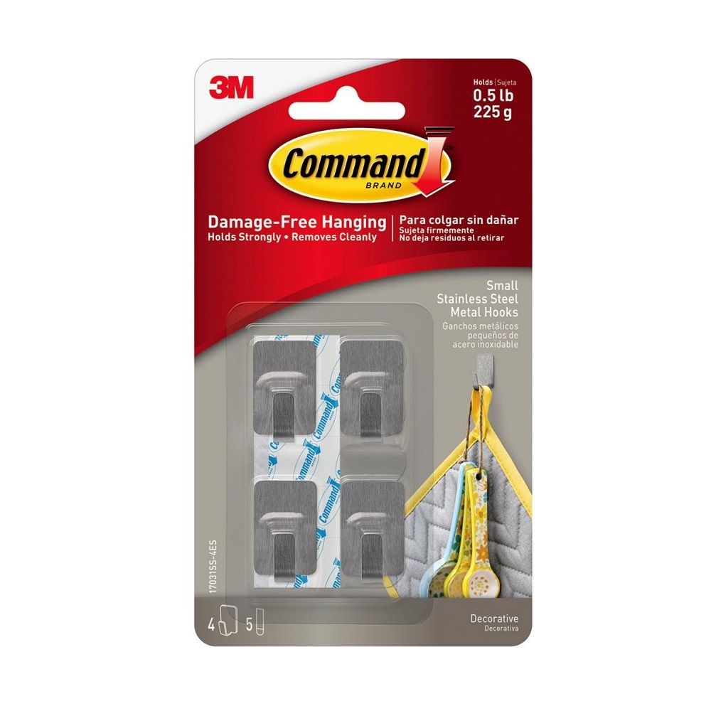 3M Command Hook Small Stainless Steel 4pk (5018894)