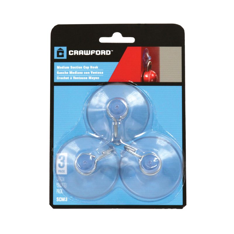 Crawford Suction Cup Hook Medium 3pk (6046526)