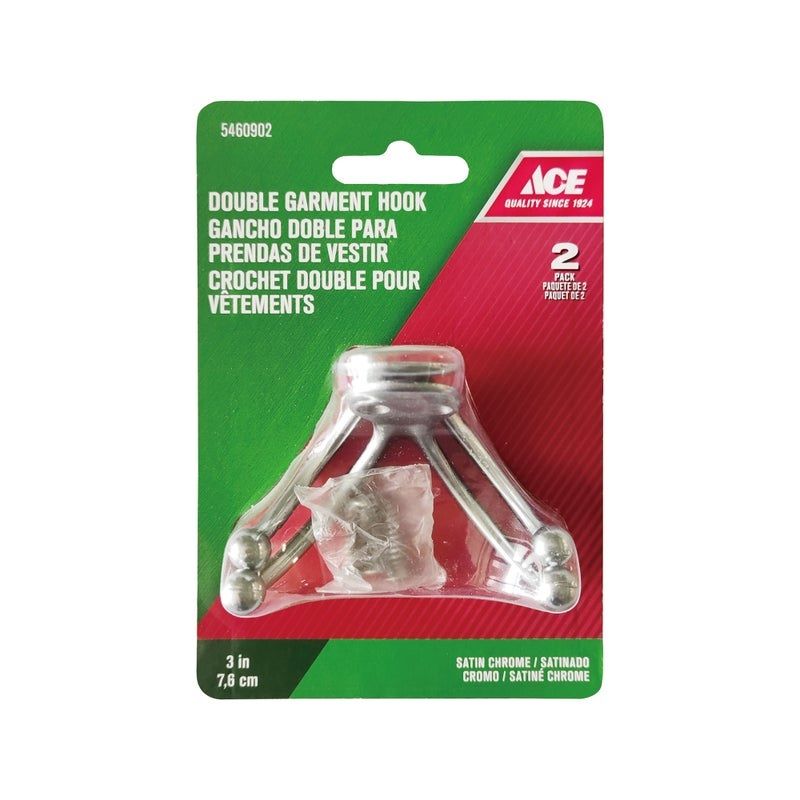 Double Garment Hook Satin Nickle 3in. (5460902)