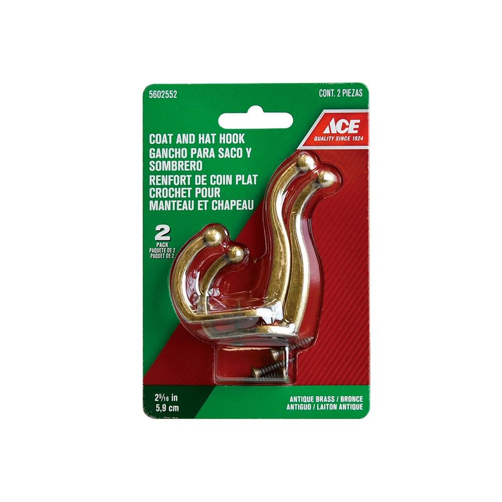 Coat and Hat Garment Hook Antique Brass 2-5/16 in. (5602552)