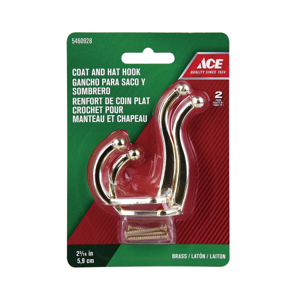 Coat and Hat Hook Brass 2-5/16 in. (5460928)