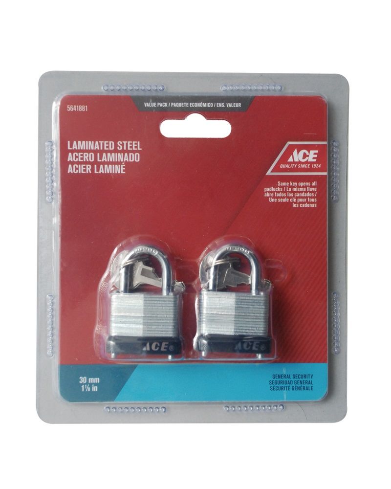 Ace Laminated Steel Padlock 2 pk 1-1/8 in. (30mm) (5641881)
