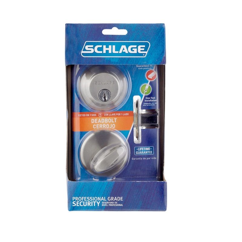 Schlage Deadbolt Single Cylinder Satin Nickle (B60NV619)