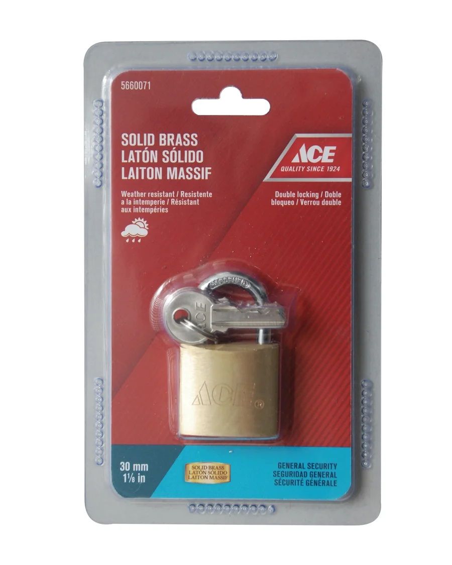 Ace Padlock Solid Brass 30mm (5660071)