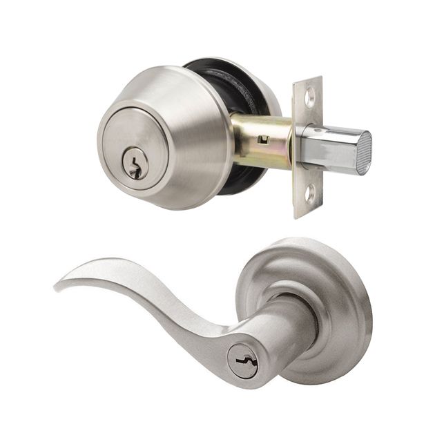 Tubular Combo Lock Satin Nickel Lever (1860ET/7312SN)