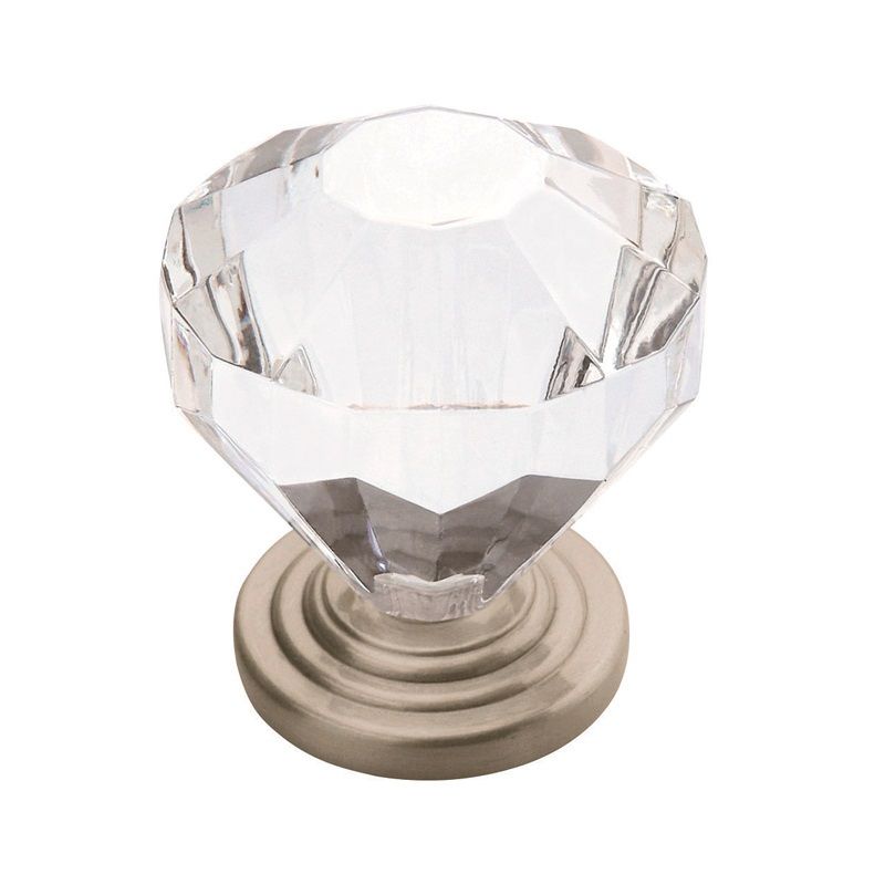 Amerock Round Acrylic Furniture Knob Satin Nickle 5Pk