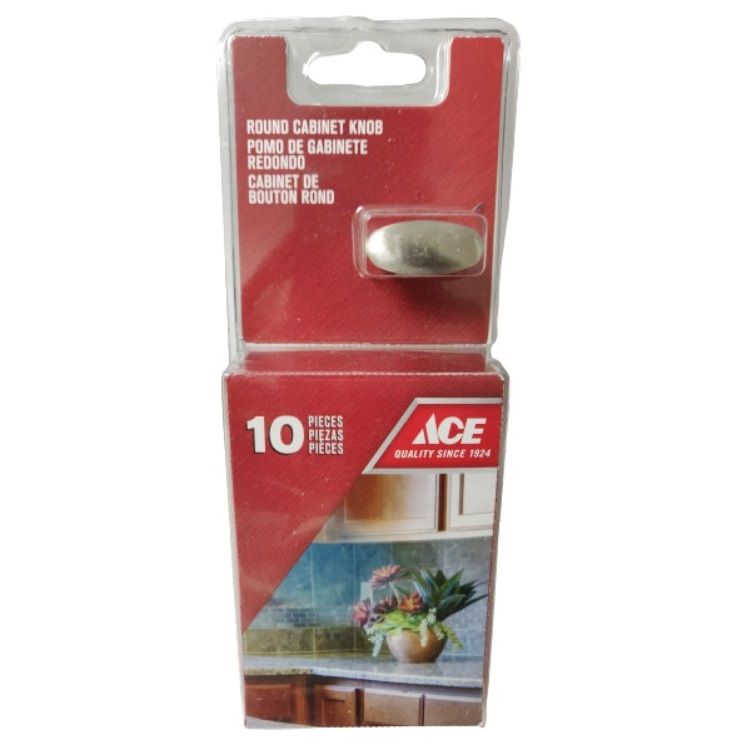 Ace Oval Knob Brushed Satin Nickle 1-7/64in. 10pk (5694419)