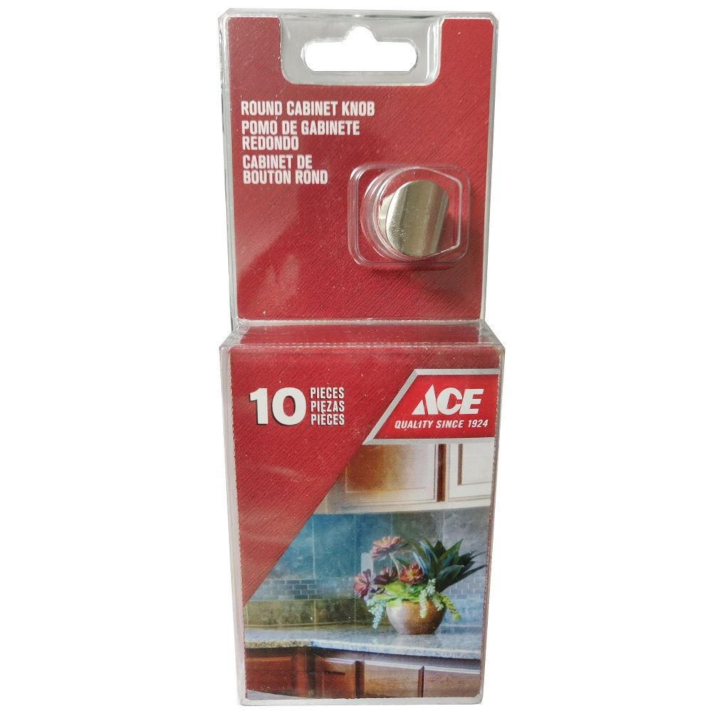 Ace Indented Round Knob Brushed Satin Nickle 3/4in. 10pk (5694435)