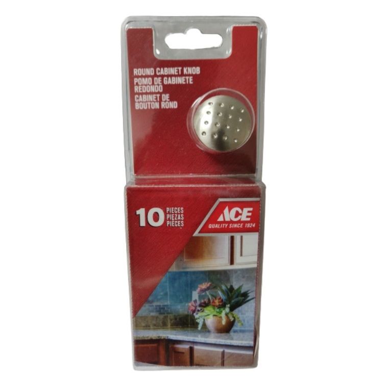 Ace Textured Round Knob Brushed Satin Nickle 1-7/64in. 10pk (5694443)