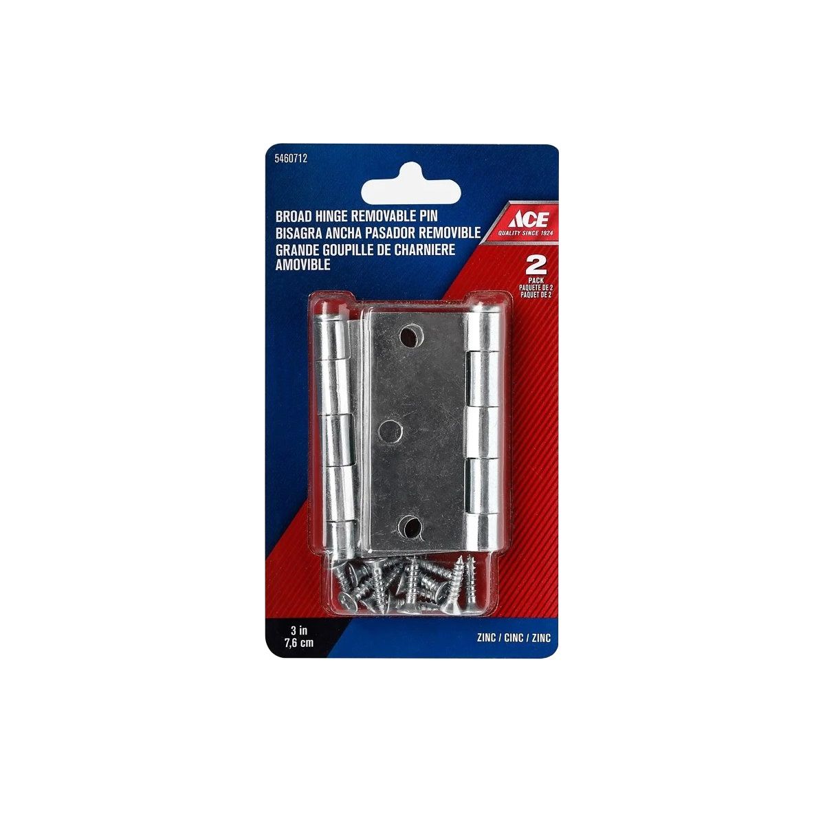 Ace Broad Hinge with Removable Pin 3 in. Zinc (5460712)