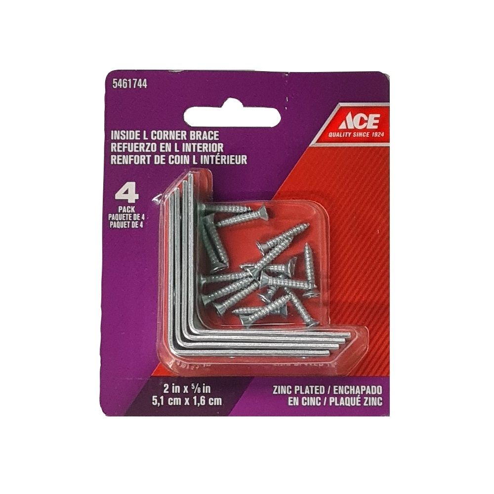 Ace Inside L Corner Brace 2in. x 5/8in. 4pk (5461744)