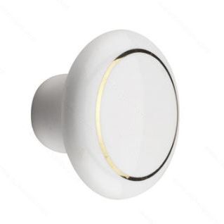 Knob Ceramic White with Gold Ring (311-31-V)