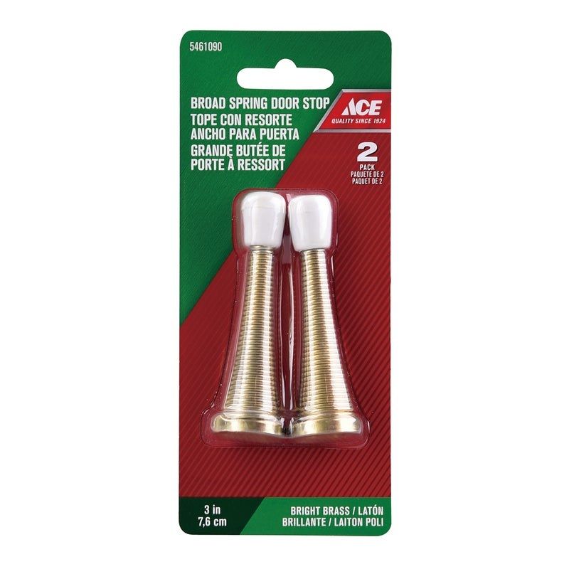 Broad Spring Door Stop Brass 3 in. (5461090)