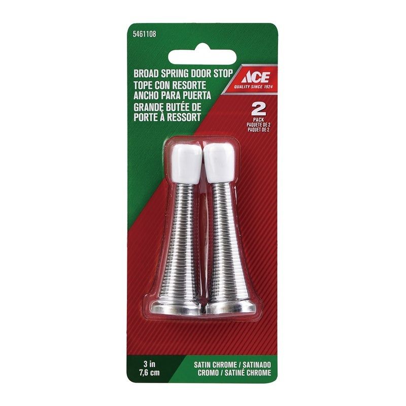 Broad Spring Door Stop Satin Chrome 3 in. (5461108)