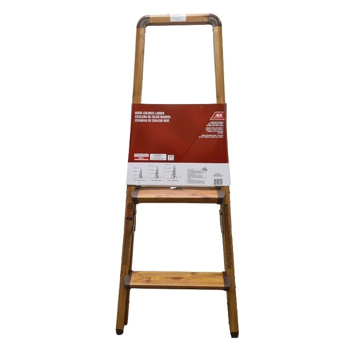 Ace Aluminium 2 step Ladder Wood Grain 150kg (1563774)