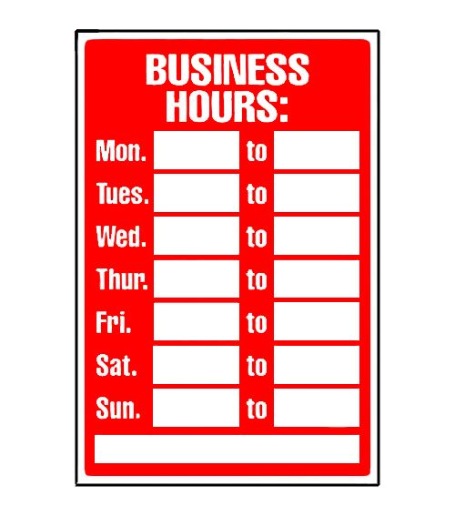 Sign Store Hours 9in x 12in (5039409)