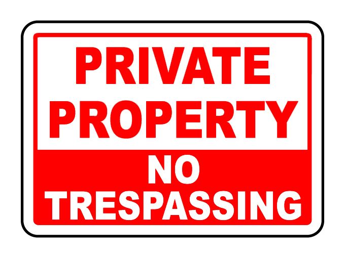 Sign Private Property No Trespassing 9in x 12in (54321)