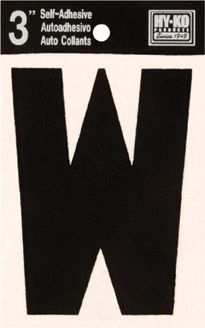 Letter W Self Adhesive 3in