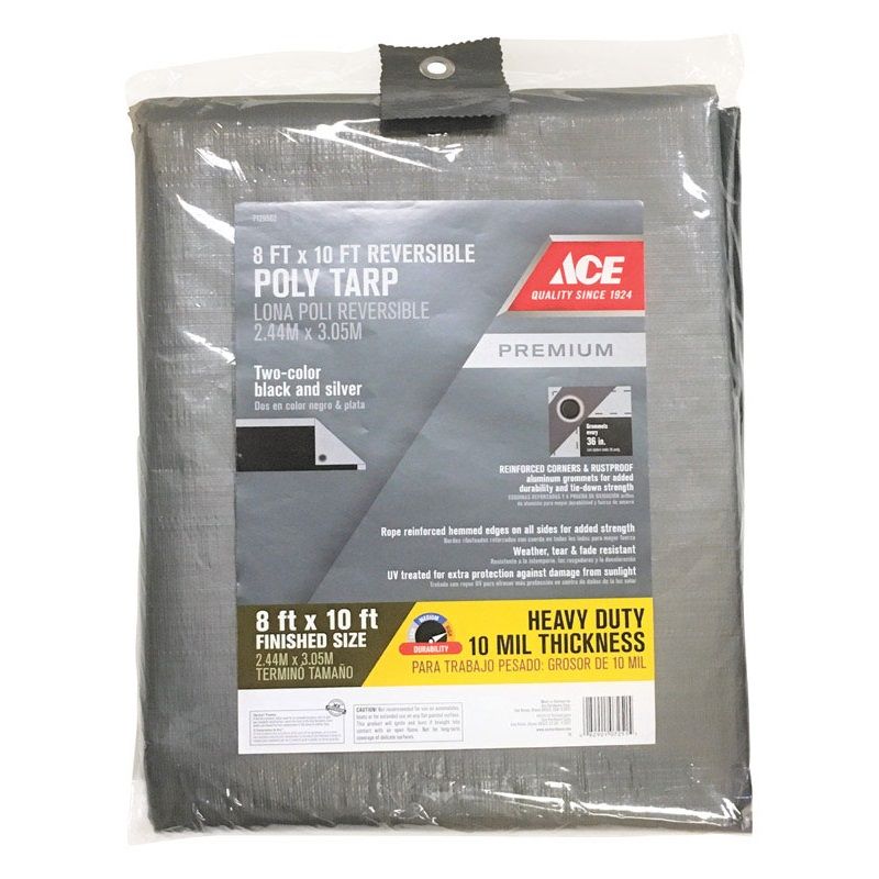 8ft x 10ft Silver/Black Poly Tarp