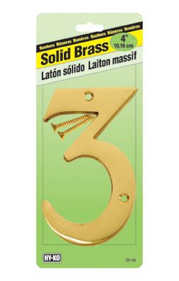 Number 3 House Solid Brass