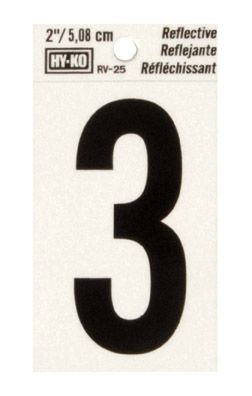 Number 3 Reflective 2in