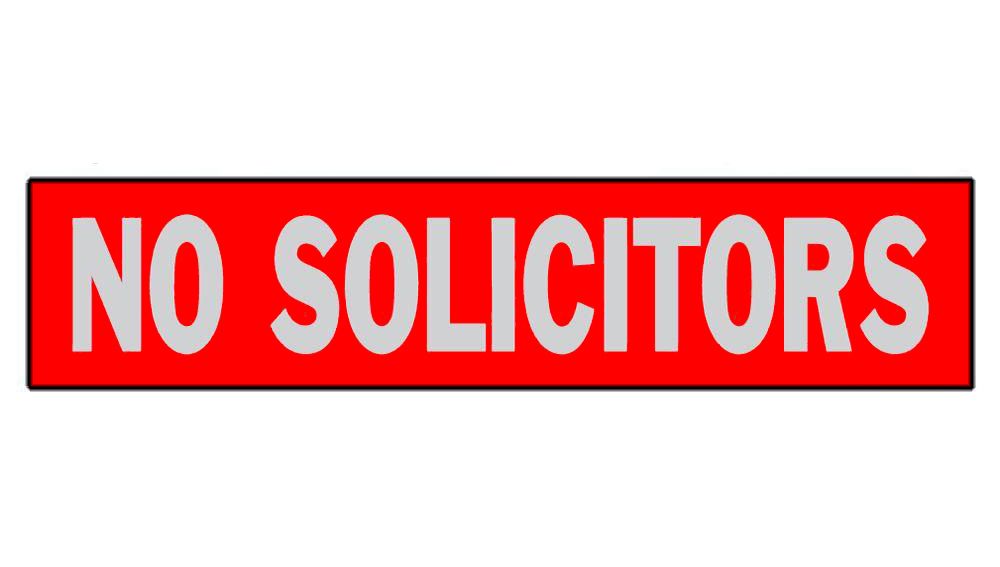 Sign No Solicitors 2in x 8in (79206)