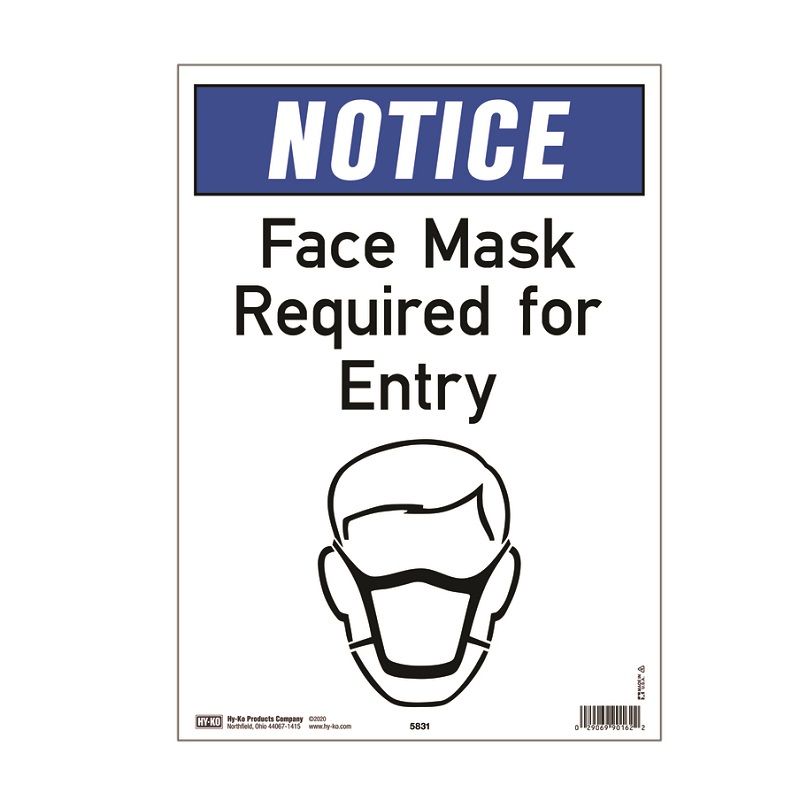 HY-KO Face Mask Required for Entry Sign 10in x 14in