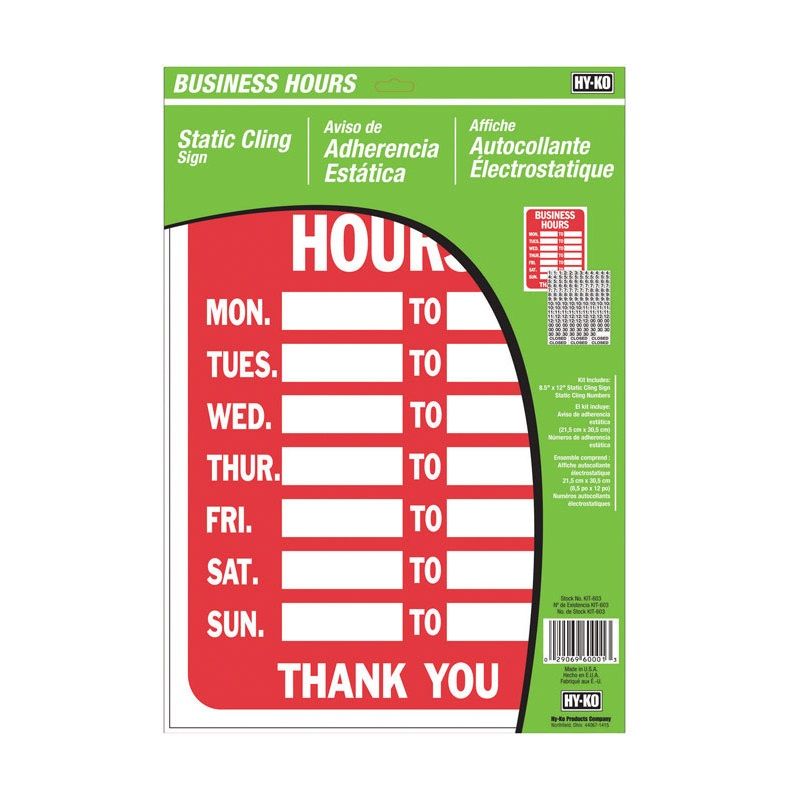 Business Hours Sign 12X10 (5624127)