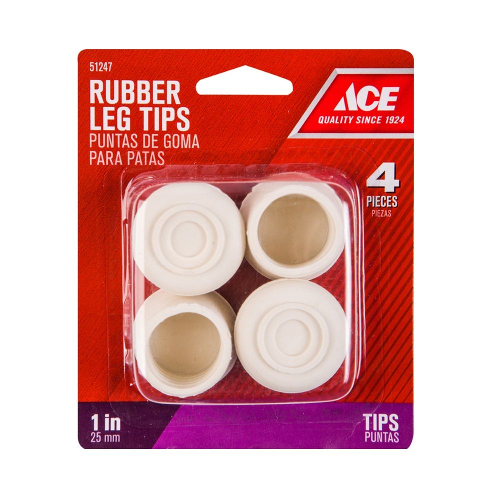 Ace Rubber Furniture Tip  Rubber 1in. 4pc (51247 / 5662440)