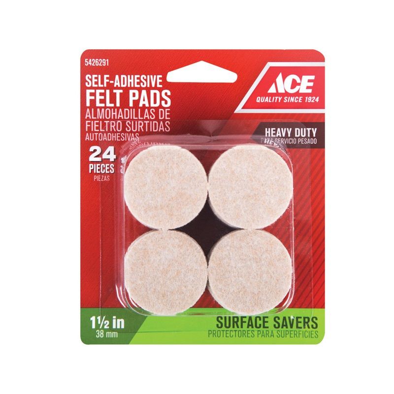 Self Adhesive Felt Pads 1-1/2in 24pcs