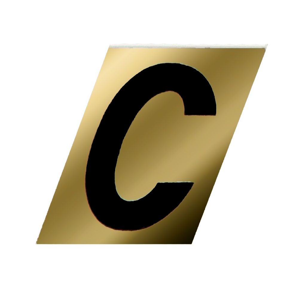 Letter C Black/Gold 1-1/2in