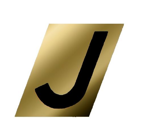 Letter J Black/Gold 1-1/2in
