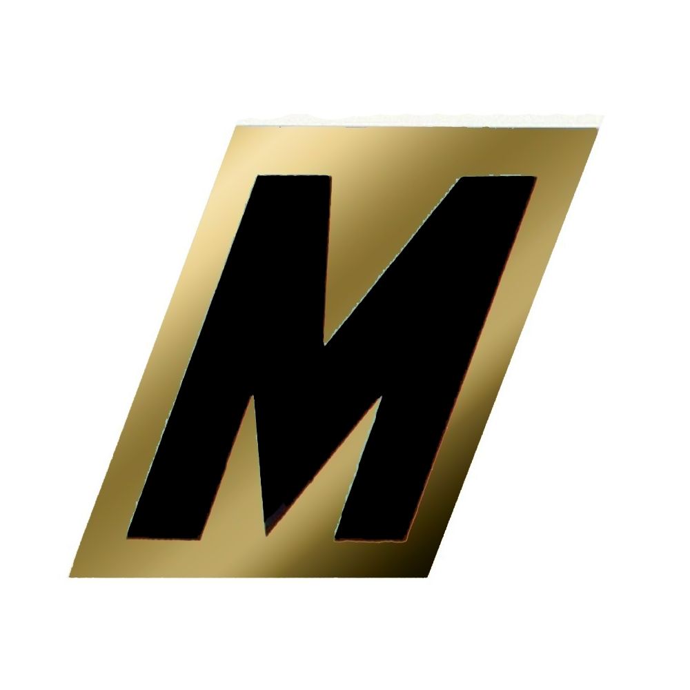 Letter M Black/Gold 1-1/2in